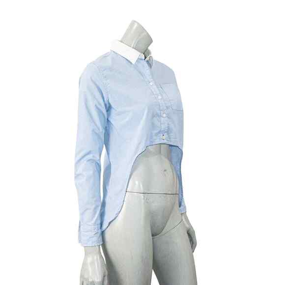 Jonathan Simkhai Hi-low Cropped Oxford Shirt Blue size Small - Picture 1 of 8